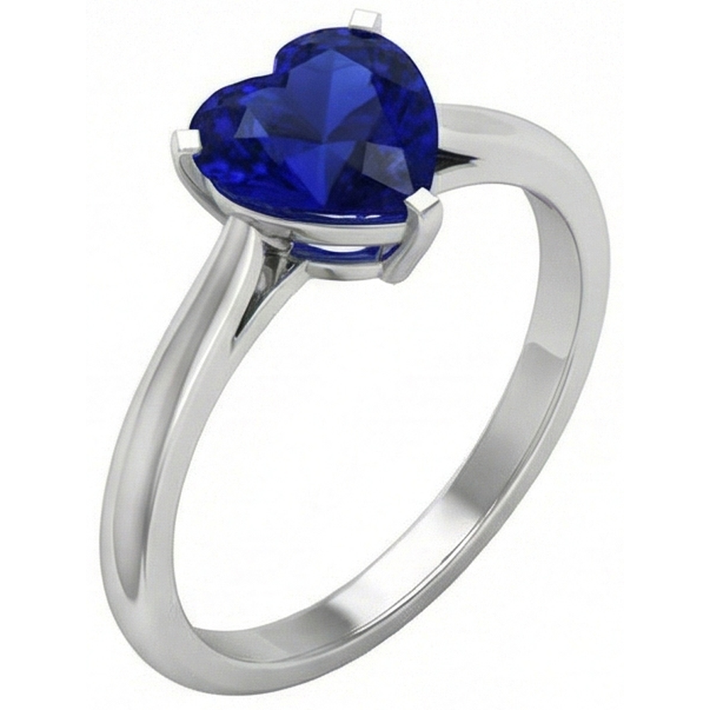 natural heart sapphire 2ct ring front view
