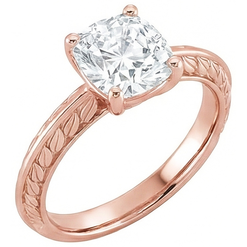 Gold Solitaire Old Cut Cushion Real Natural Earth Mined Diamond ( Not Lab Grown ) Ring 3.75 Carats Jewelry