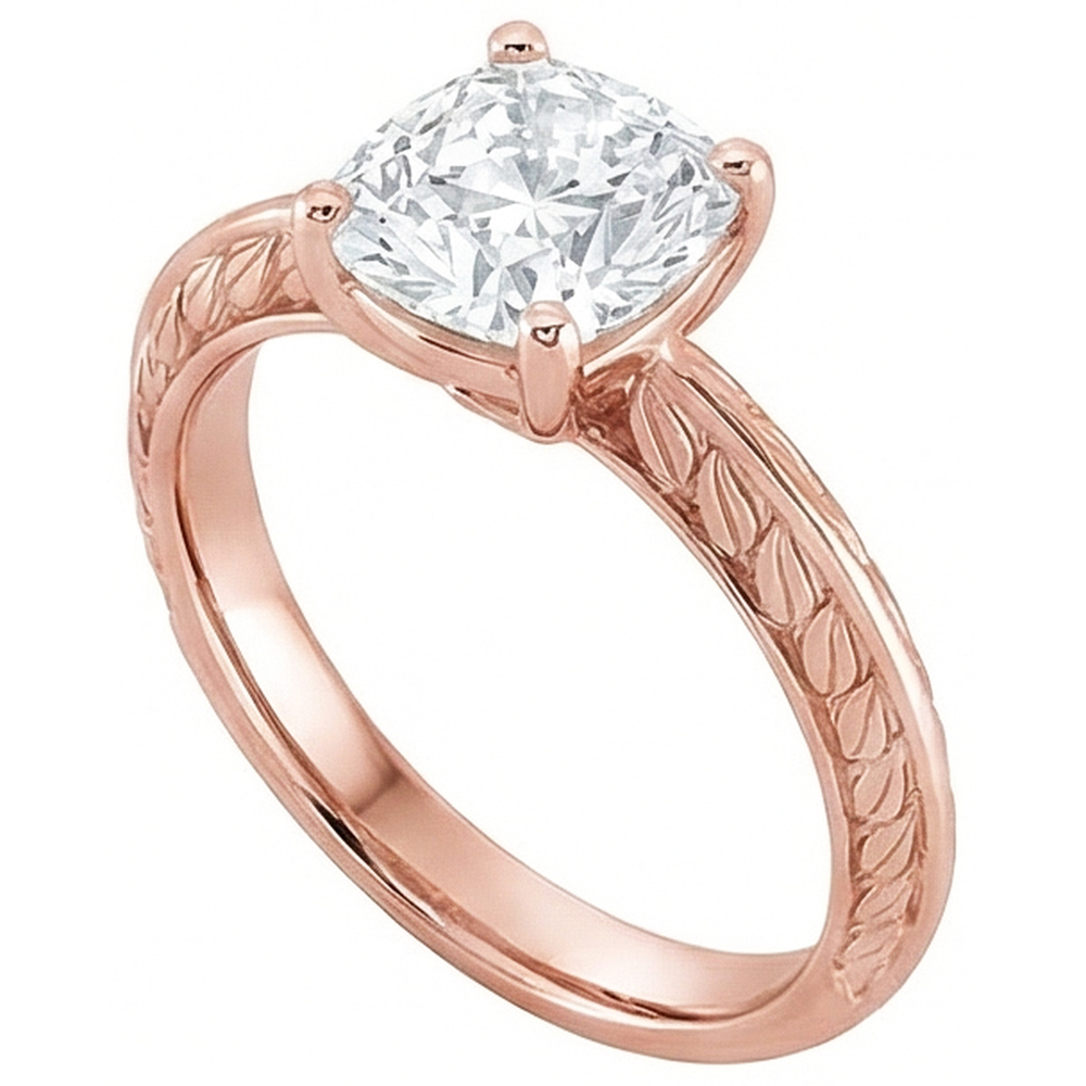 Gold Solitaire Old Cut Cushion Real Natural Earth Mined Diamond ( Not Lab Grown ) Ring 3.75 Carats Jewelry
