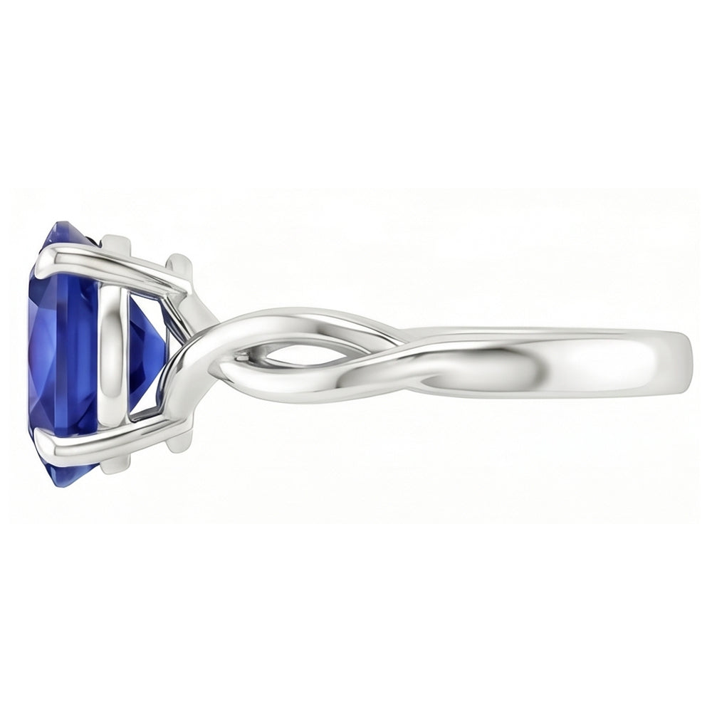 Gold Solitaire Oval Ceylon Sapphire Ring 2.50 Carats Infinity Style