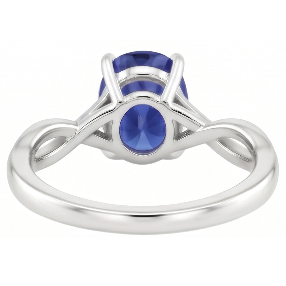 Gold Solitaire Oval Ceylon Sapphire Ring 2.50 Carats Infinity Style