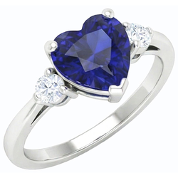 Natural Sapphire Ring 2ct - White Gold 14K