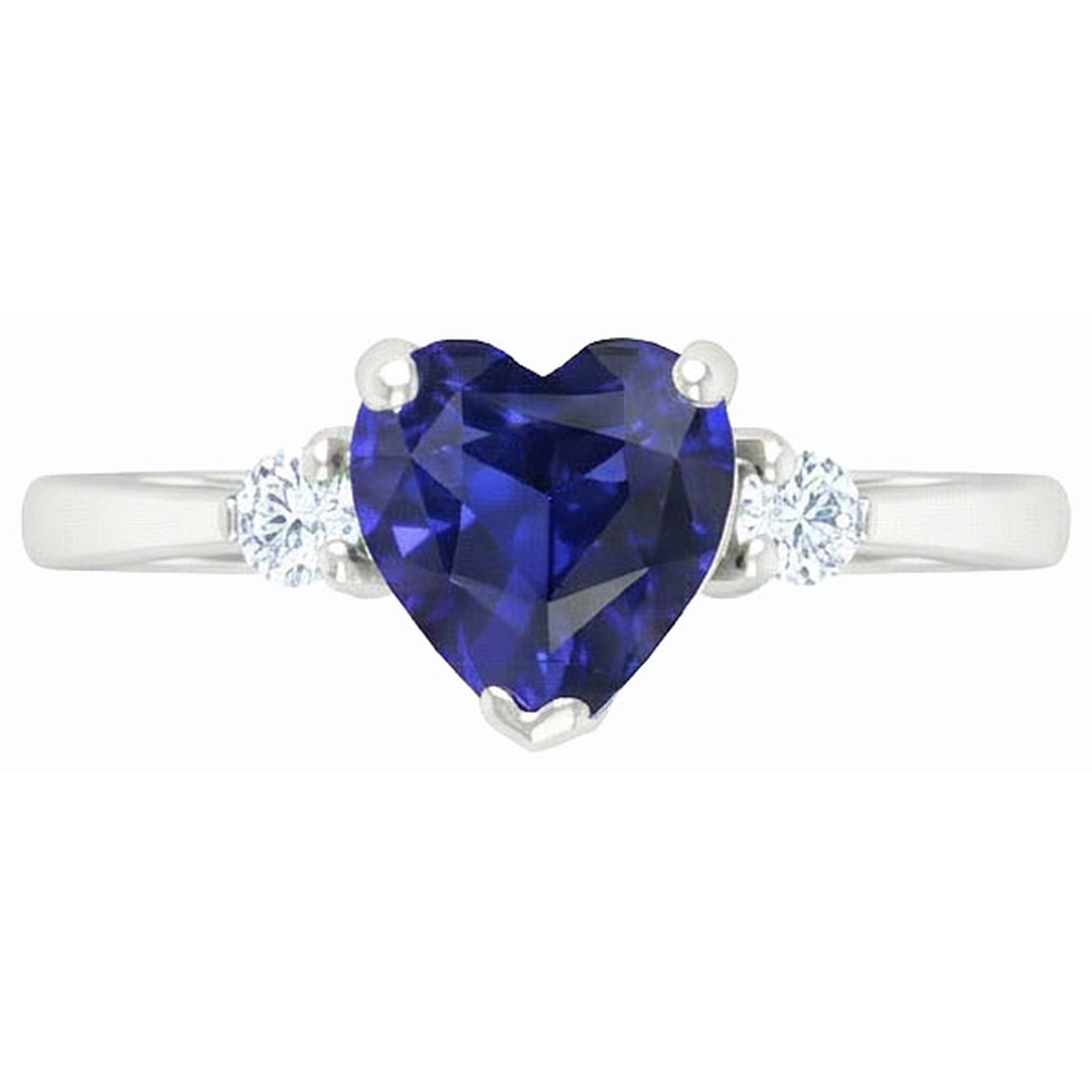 natural round sapphire 2ct ring top view