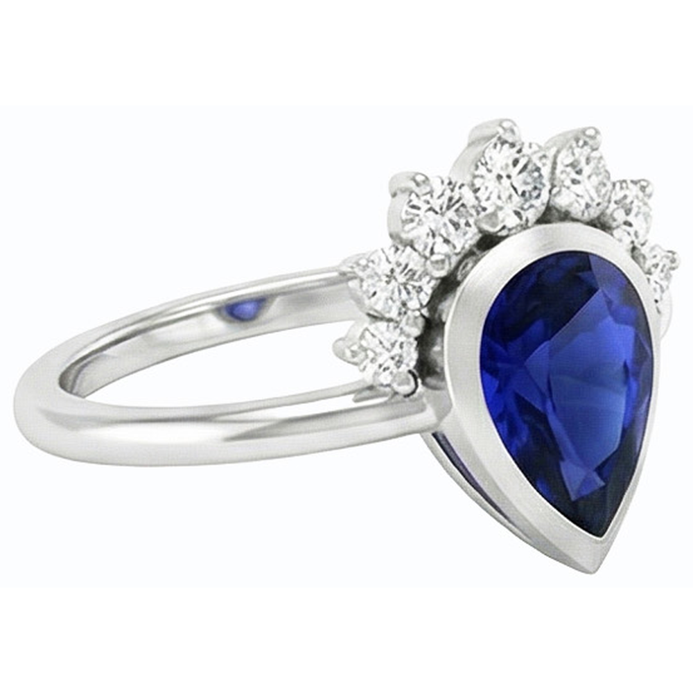 natural round sapphire 3.50ct watch on white background