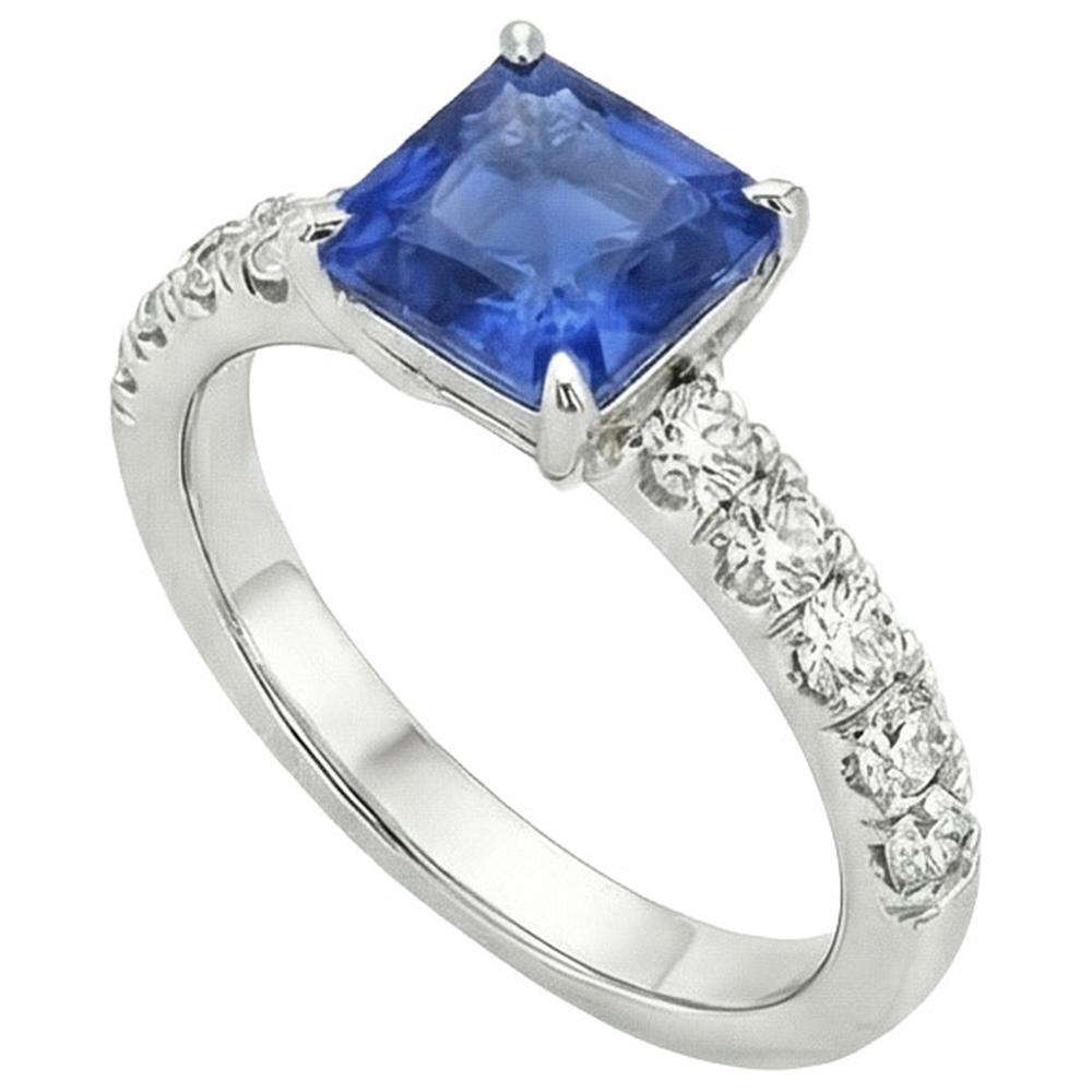 natural round sapphire 2.75ct ring close up detail