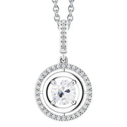 Natural Antique Cushion Diamond Pendant Necklace – 2.50 ct in 14