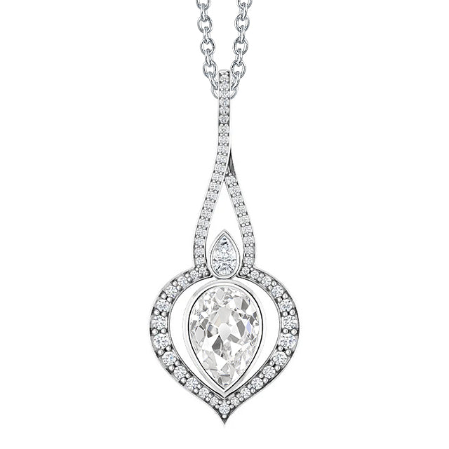 Natural Brilliant Diamond Drop Pendant 1.50 ct 14K White Gold – main view
