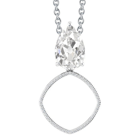 Fine Diamond Old Mine Cut Pendant Necklace in 14K White Gold – main view