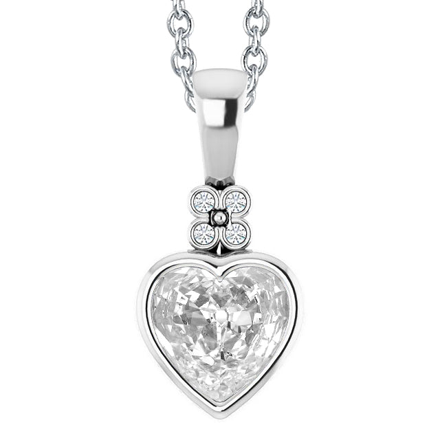 Fine Diamond Heart Cut Pendant in 14 Karat White Gold – main view