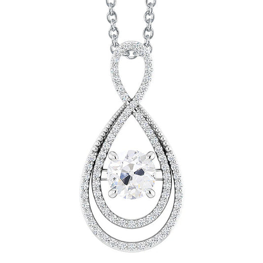 Brilliant Diamond Antique Cushion Pendant Necklace in 14 Karat White Gold – main view