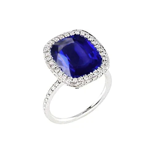 Gold 7 Carat Halo Sapphire Engagement Ring