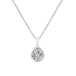 Antique Cushion Diamond Drop Pendant in 14 Karat White Gold – 1