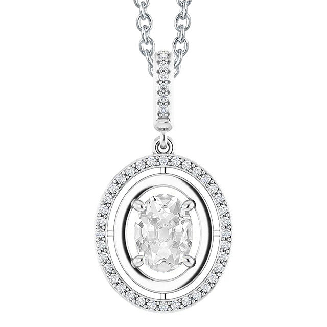 Real Diamond Drop Pendant 2 ct 14K White Gold – main view
