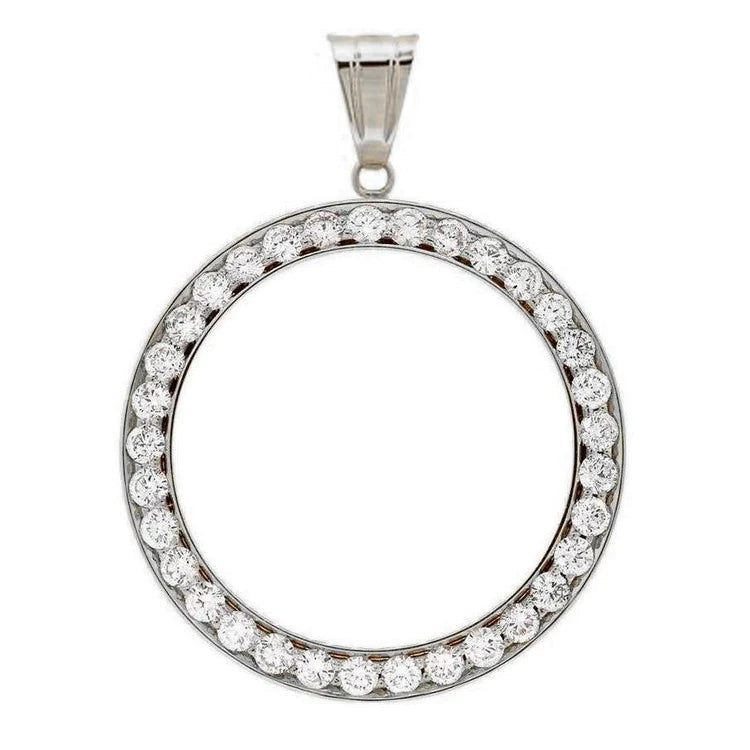 Gold Dollar Real Diamond Bezel Pendant With Bail 3 Ct. (Coin not included)