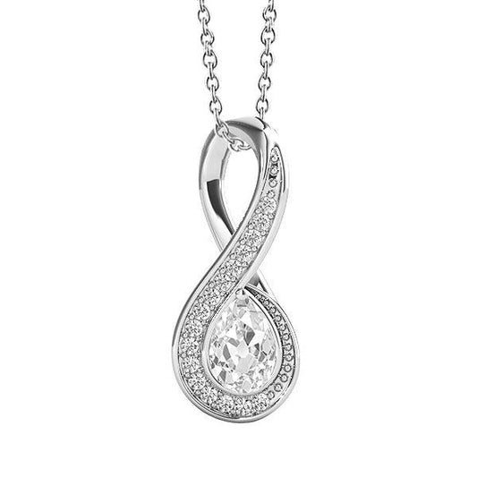 Gold Genuine Diamond Pendant Round & Pear Old Miner Infinity Style 2 Carats