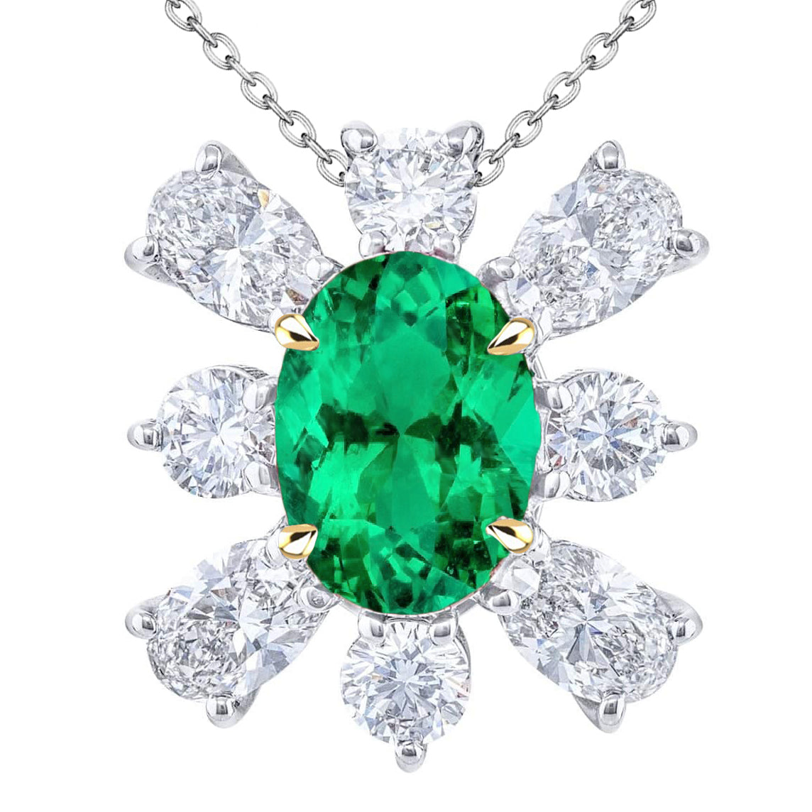 Designer Colombian Emerald Stone Pendant Necklace 6 ct – main view
