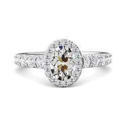 Gold Halo Ring Oval Old Mine Cut Natural Earth Mined Diamond Jewelry 6.50 Carats