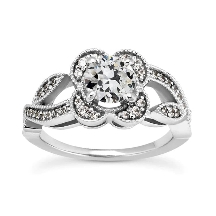 Gold Halo Ring Round Old Miner Genuine Diamond Split Shank 3.50 Carats