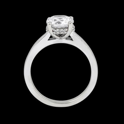 Gold Hidden Halo Real Diamond Engagement Ring With Accents
