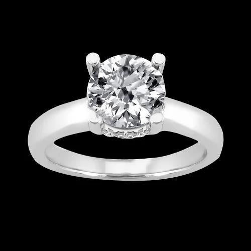 Gold Hidden Halo Real Diamond Engagement Ring With Accents