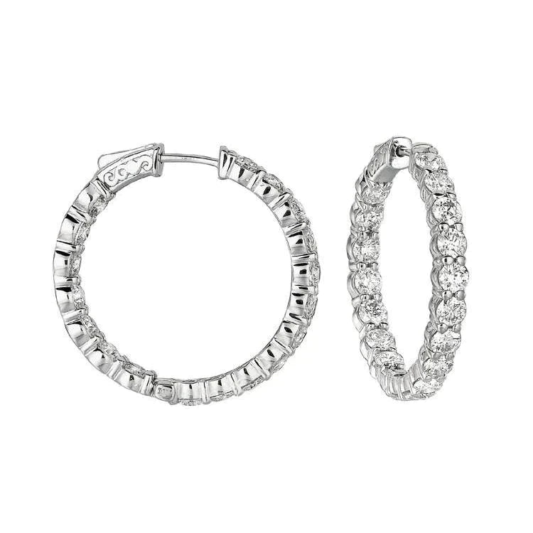 Gold Hoops 7ct Genuine Diamond Earrings