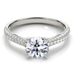 Gold Old Mine Cut Genuine Natural Earth Mined Diamond Ring Double Row Pave Set Jewelry 4.50 Carats