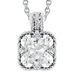Gold Real Natural Earth Mined Diamond Slide Pendant Cushion Old Miner 6.50 Carats Rope Style