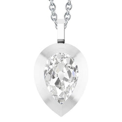 Gold Real Natural Earth Mined Diamond Solitaire Pendant Pear Old Mine Cut 3 Carats Jewelry