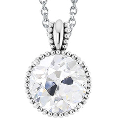 Gold Real Diamond Solitaire Pendant Round Old Mine Cut 5 Carats Jewelry