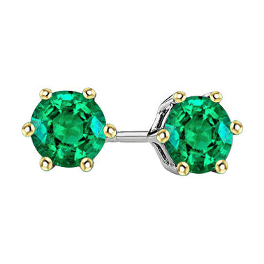 Real Emerald Gemstone Earring 1.50 ct 14K Two Tone Gold – main view