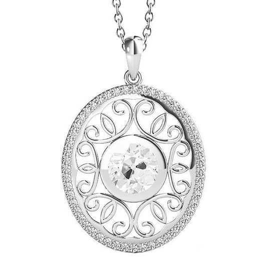 Gold Round Old Cut Antique Style Real Diamond Pendant Bezel Set 2.50 Carats