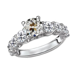 Gold Round Old Cut Genuine Natural Earth Mined Diamond Ring Shared Prong 8 Carats