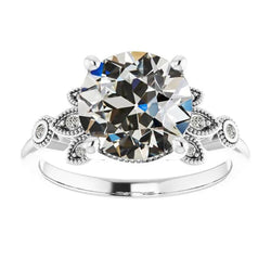 Gold Round Old Mine Cut Genuine Natural Earth Mined Diamond Engagement Ring 5 Carats