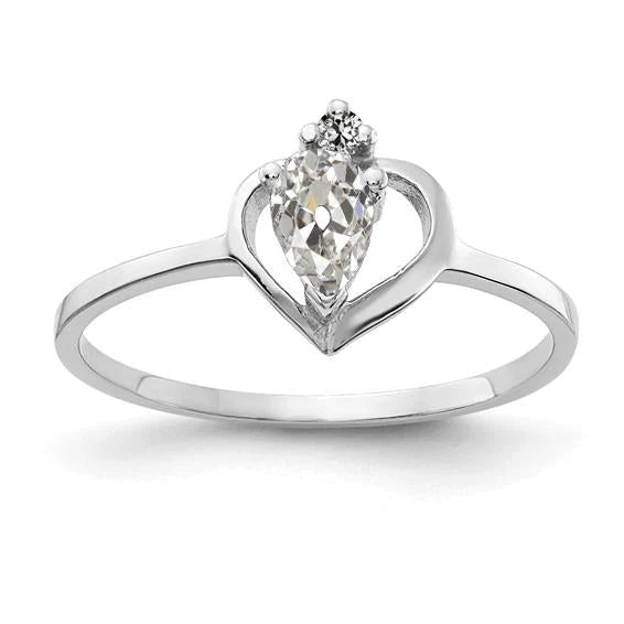 Gold Round & Pear Old Mine Cut Natural Diamond Ring Heart Style 1.25 Carats