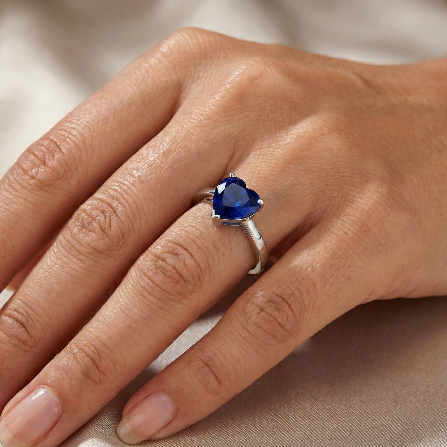 Gold Solitaire Blue Sapphire Ring Prong Set 2 Carats Ladies Jewelry