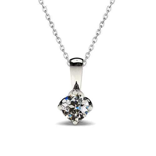 Fine Diamond Old Mine Cut Pendant in 14 Karat White Gold – main view
