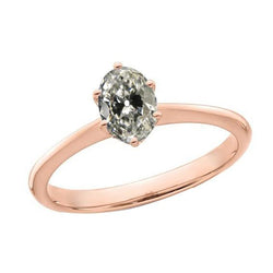 Gold Solitaire Ring Oval Old Cut Genuine Natural Earth Mined Diamond Women’s Jewelry 2.50 Carats