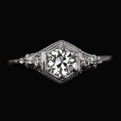 Gold Solitaire Ring Round European Genuine Natural Earth Mined Diamond Vintage Style 2 Carats
