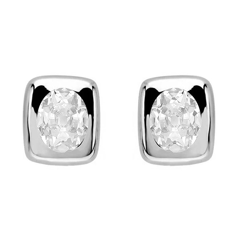 Stud Earrings 14 Karat White Gold with Brilliant Diamond – main view