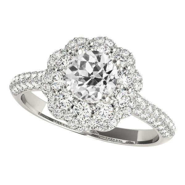 Gold Wedding Halo Ring Old Cut Round Genuine Diamond Pave Set 5 Carats