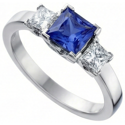 Natural Sapphire Ring 5ct - White Gold 14K