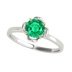 Two-Tone 14K Gold GIA-Certified Emerald Gemstone Ring 2 ct