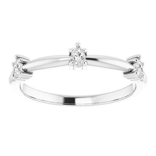 Gold Half Eternity Band Pear Old Cut Lab Grown Diamond 5 Prong Set 2.25 Carats