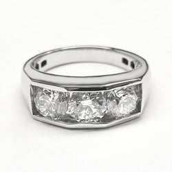 Gold Mens Diamond Ring Round Cut Lab Grown 10K Gents Jewelry