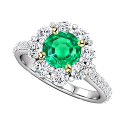 Emerald Gemstone Ring – GIA-Certified 2 ct Two-Tone 14K Gold