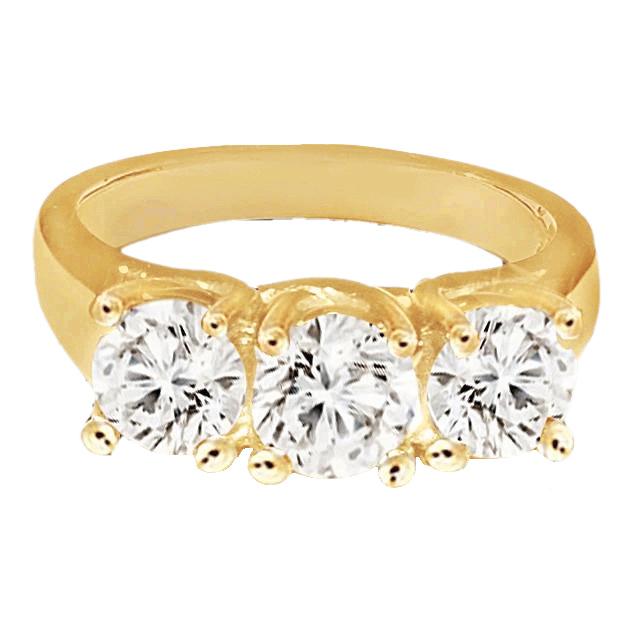 Gorgeous 1.51 Ct Round Brilliant Real Diamond Three Stone Ring Yellow Gold