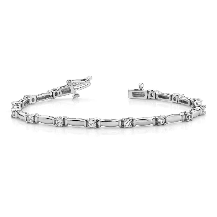 Gorgeous 2.10 Carats Round Genuine Diamond Tennis Bracelet White Gold 14K