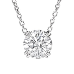 Gorgeous 2 Carat Round Real Diamond Pendant Necklace Solid White Gold 14K