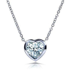 Gorgeous 2 Ct Heart Cut Genuine Diamond Pendant Bezel Setting White Gold 14K