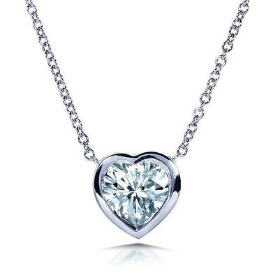 Gorgeous 2 Ct Heart Cut Genuine Diamond Pendant Bezel Setting White Gold 14K